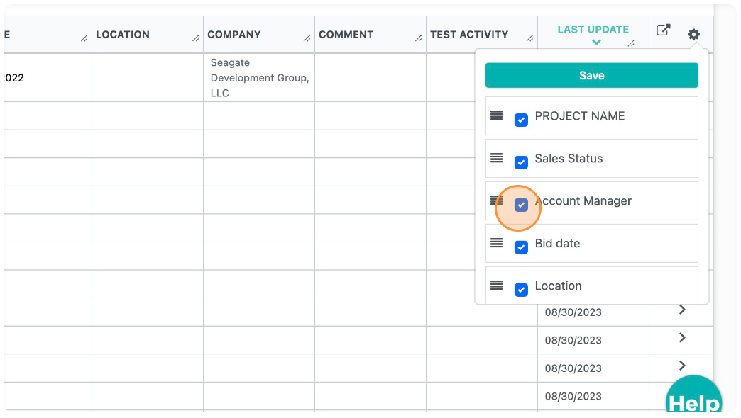 How to Customize your Columns on the Project Page