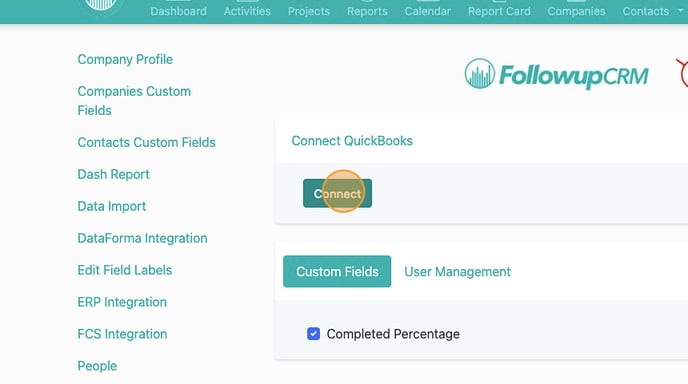 Connect QuickBooks Integration in FollowUp CRM - Step 4