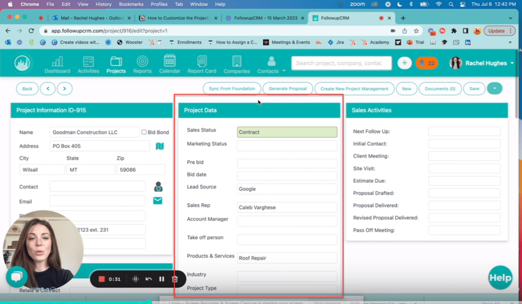 How to Customize the Project Data