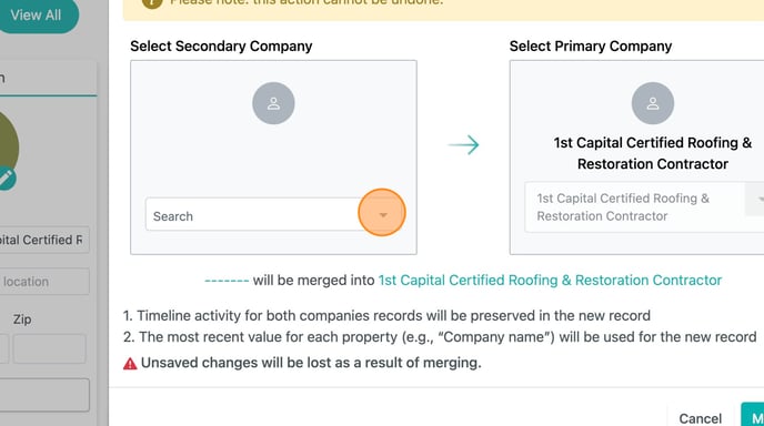 How to merge 2 companies in FollowUp CRM - Step 4