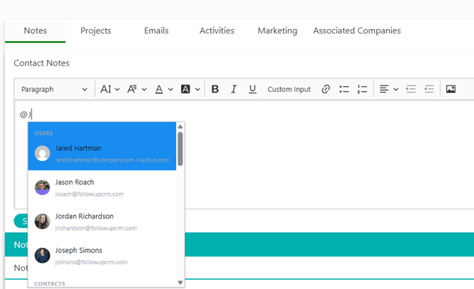 Notes Dropdown