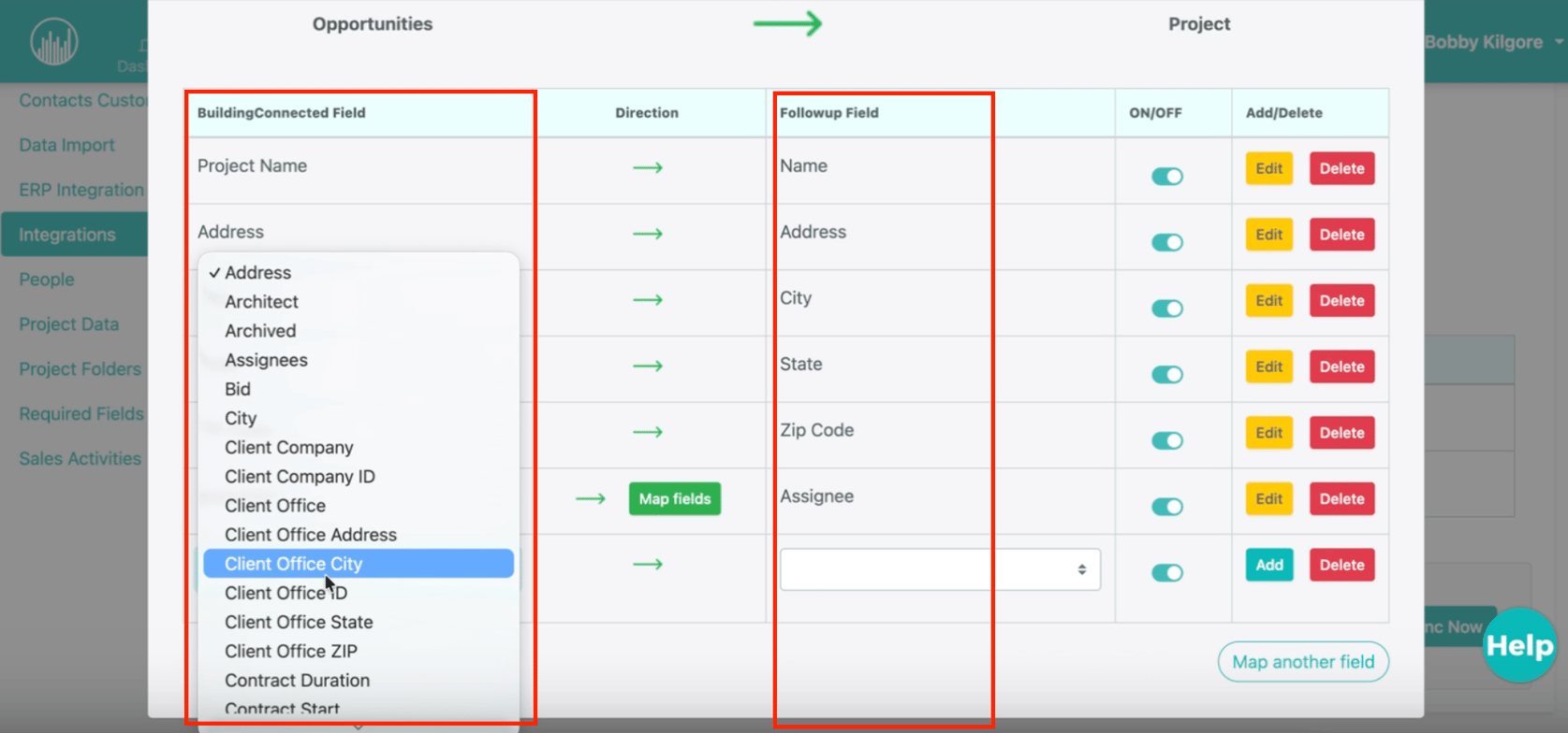 How to Configure BuildingConnected Field Mapping