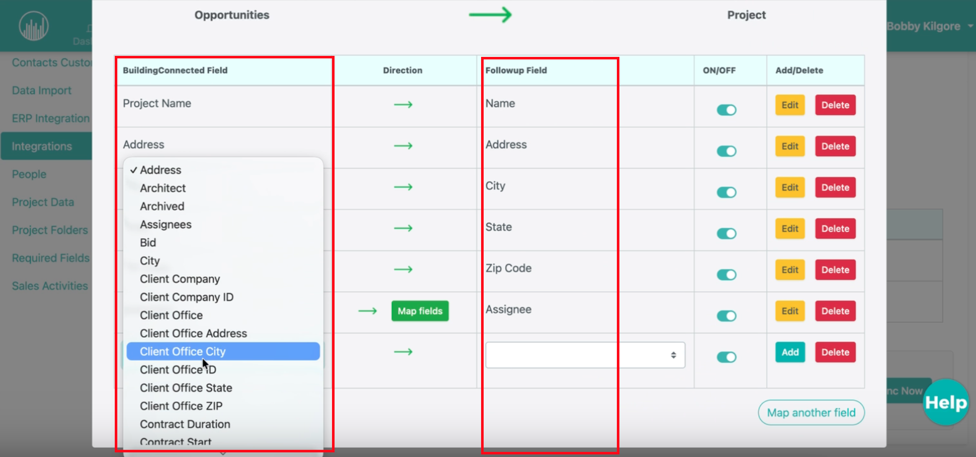 Field Map Designer Building Collection Example How to Configure BuildingConnected Field Mapping