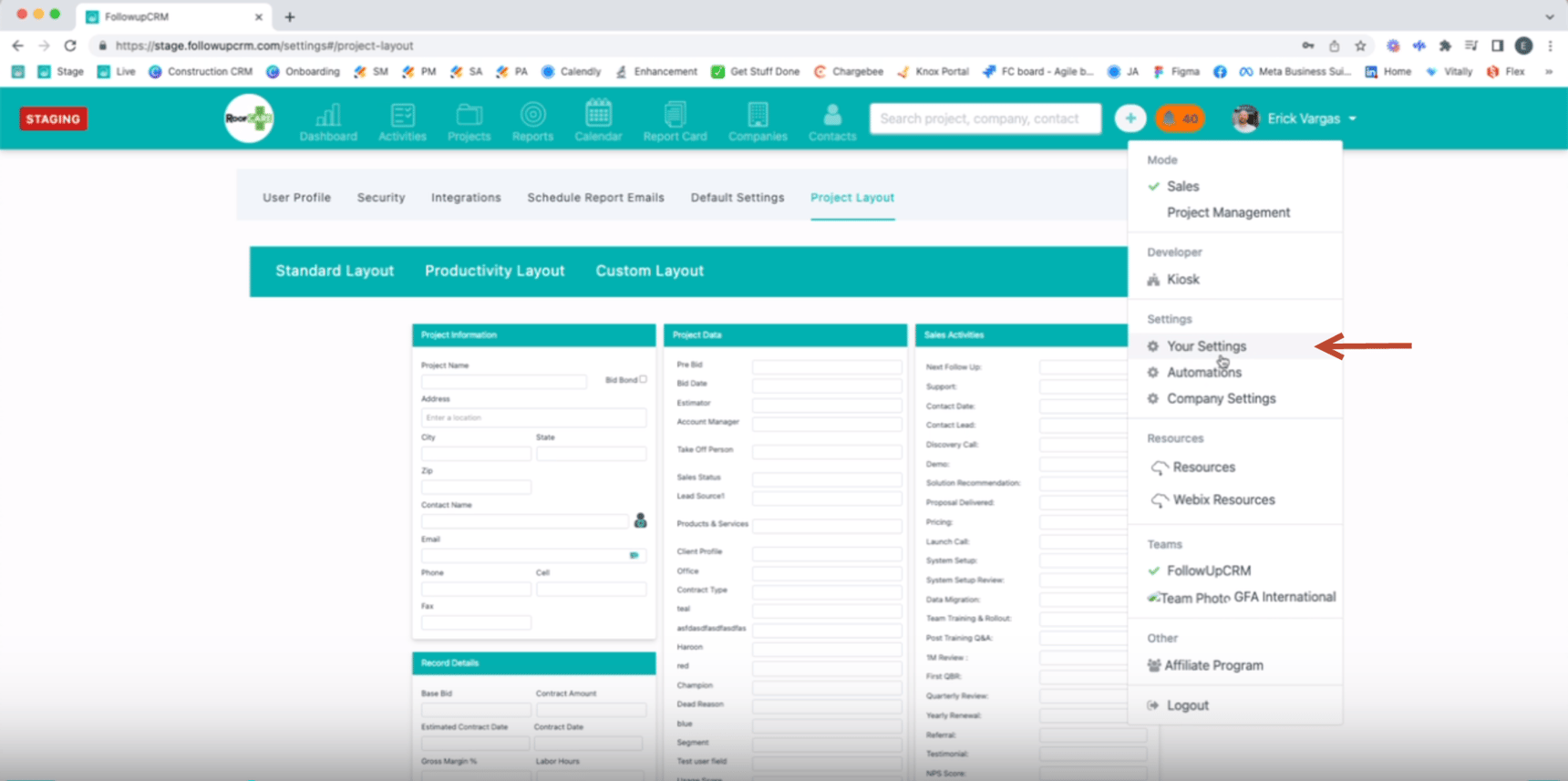 How to Customize a Project Layout Page