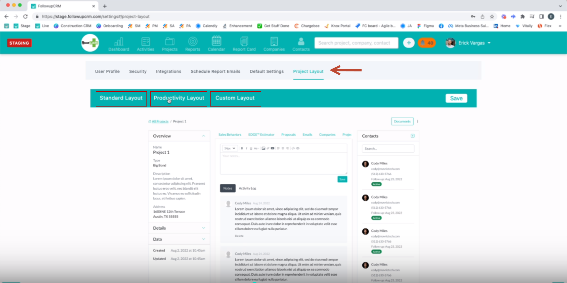 How to Customize a Project Layout Page